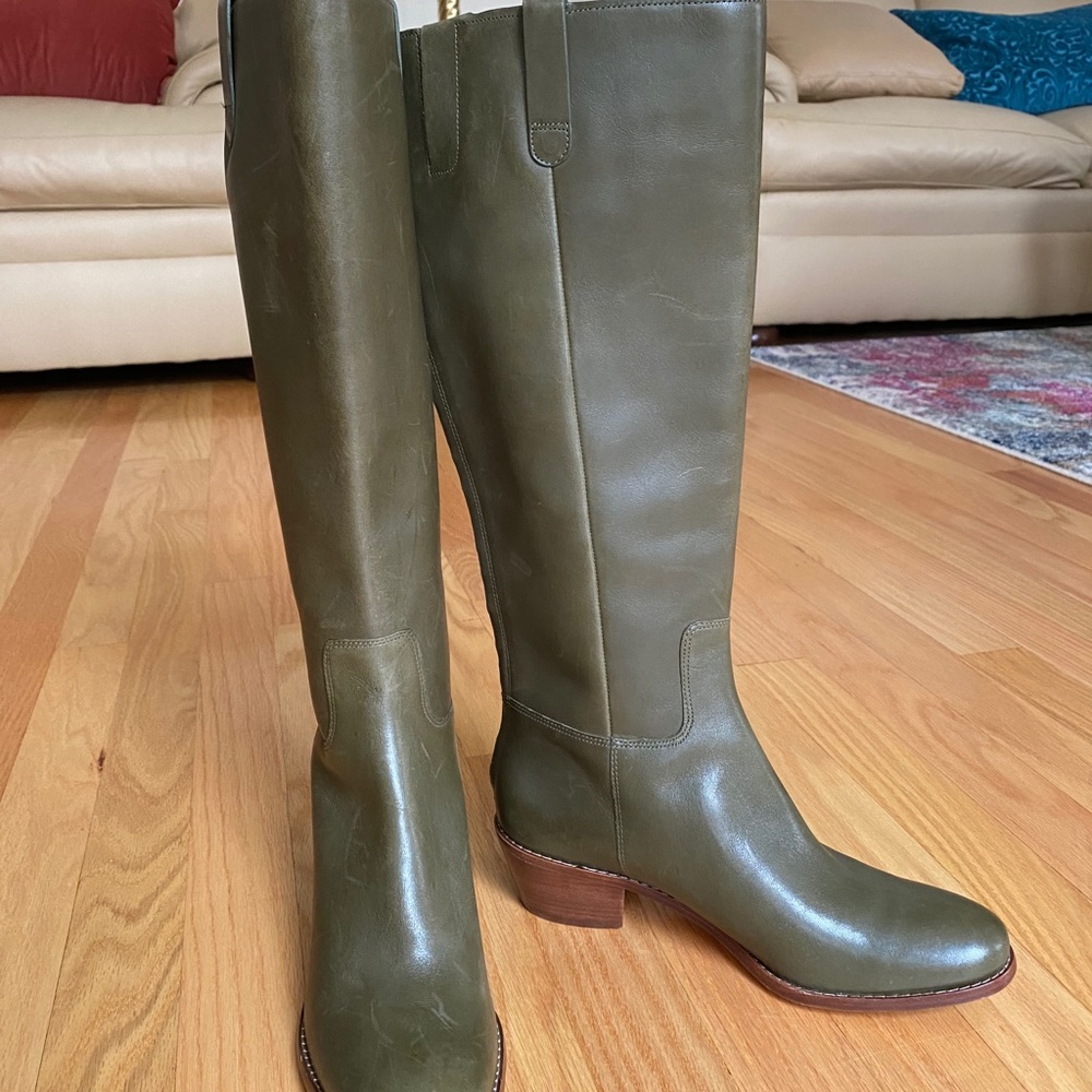 Cole Haan Olive Green Leather KneeHigh Boot NEW 7B - Picture 8 of 8